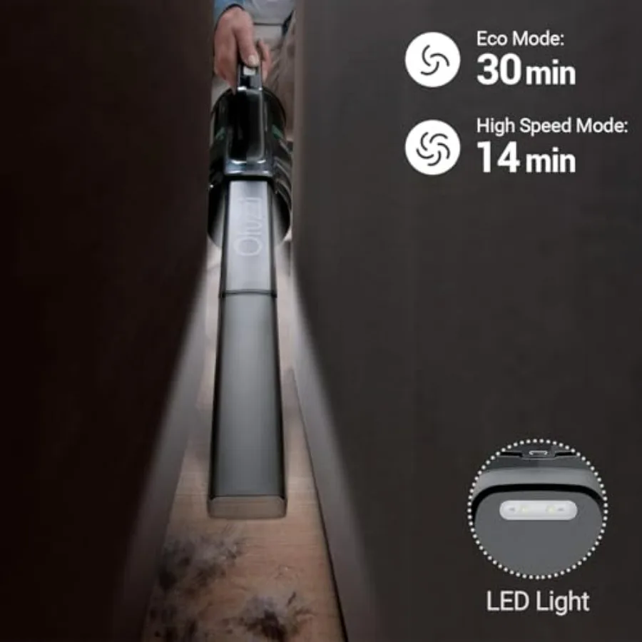 H9 Pro Handheld Vacuum Cleaner, Extra-Long Crevice Tool, 40AW/13kPa Surging Suction, LED- Display&Light, Up to 30 Mins Runtime,