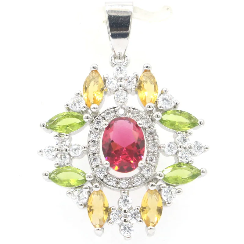 Buy 3 Get 1 Free 35x24mm Multi Color London Blue Topaz Rhodolite Garnet Green Peridot Golden Citrine CZ Silver Pendant