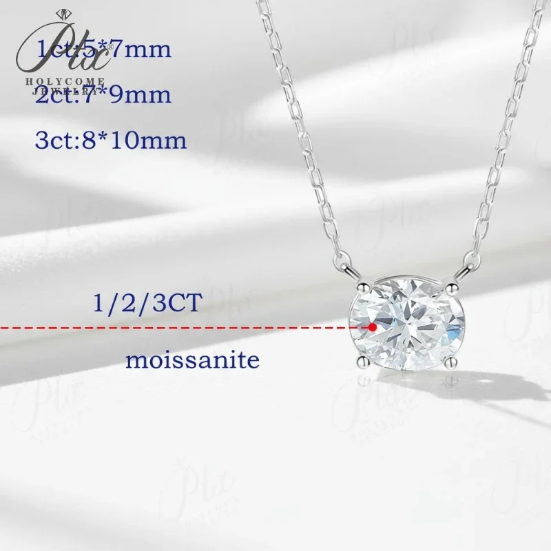 Pendant Necklaces Moissanite Diamond Simple Oval Shape 925 Sterling Silver Stackable Chain Hypoallergenic Birthday Gift Clean