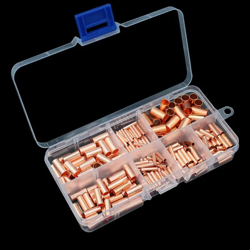 Complete Wire Ferrules Set - 125/250/414/578Pcs, Non-Insulated Electrical Butt Terminal Kit, Copper Crimp Connector, 7 Sizes