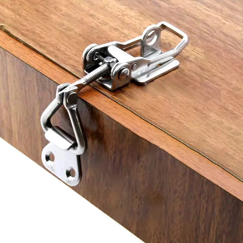 

2Pcs Stainless Steel Duckbill Spring Buckle Toolbox Lock Buckle Wooden Box Metal Lock Wooden Box Safety Buckle