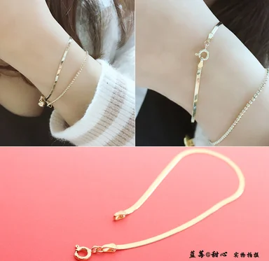 

14k real gold bracelet for women 585 gold jewelry 14k gold anklets anklet chains snake chain