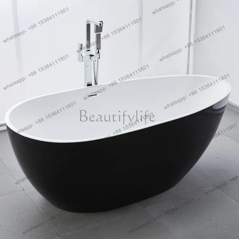 

Mini simple duck egg-shaped thin edge deep independent integrated small apartment bathtub