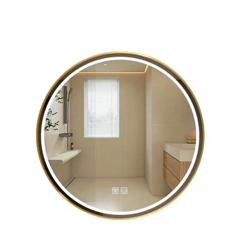 

Smart round mirror bathroom mirror framed led round makeup lit dresser
