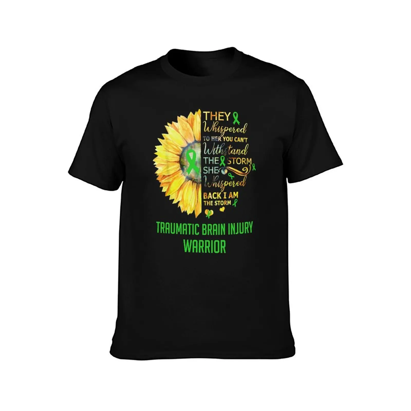 Traumatic Brain Injury Awareness Warrior Support Survivor Green Ribbon Gifts T-Shirt Short sleeve tee tees luxury clothes men