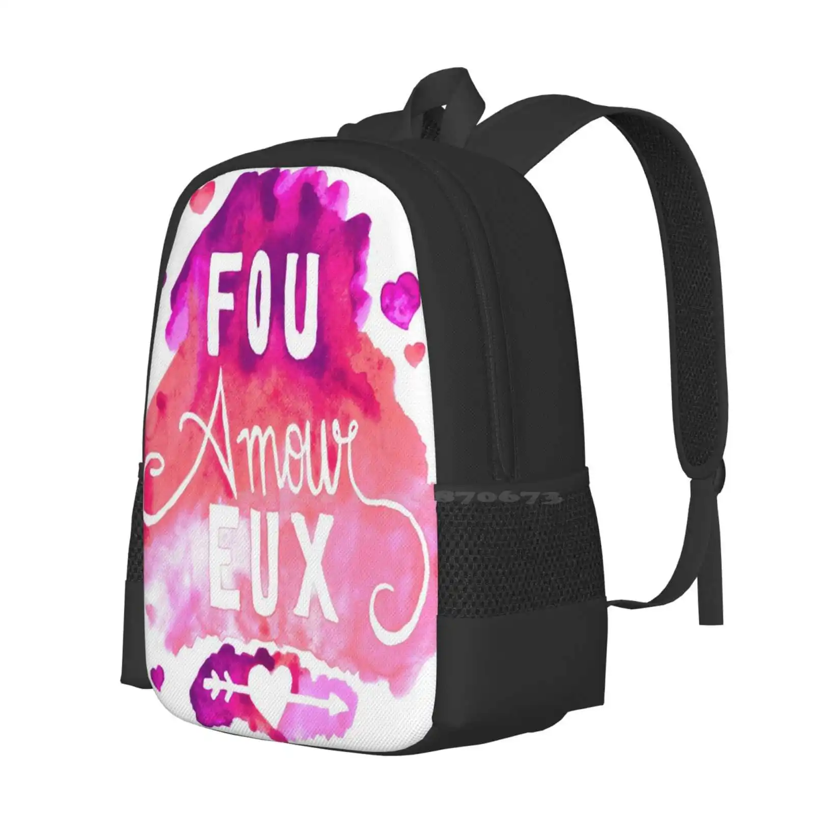 Fou Amour Eux - Crazy In Love Hot Sale Schoolbag Backpack Fashion Bags Love Message Lettering Crazy In Love Heart Emotion