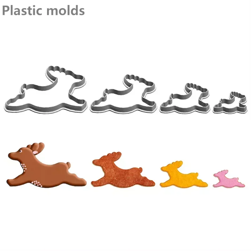 

Plastics Moulds,Four Specifications Cartoon Animal Figure,Running Small Deer,Cake Fondant Tool,Cookie Sushi and Fruit Cutters