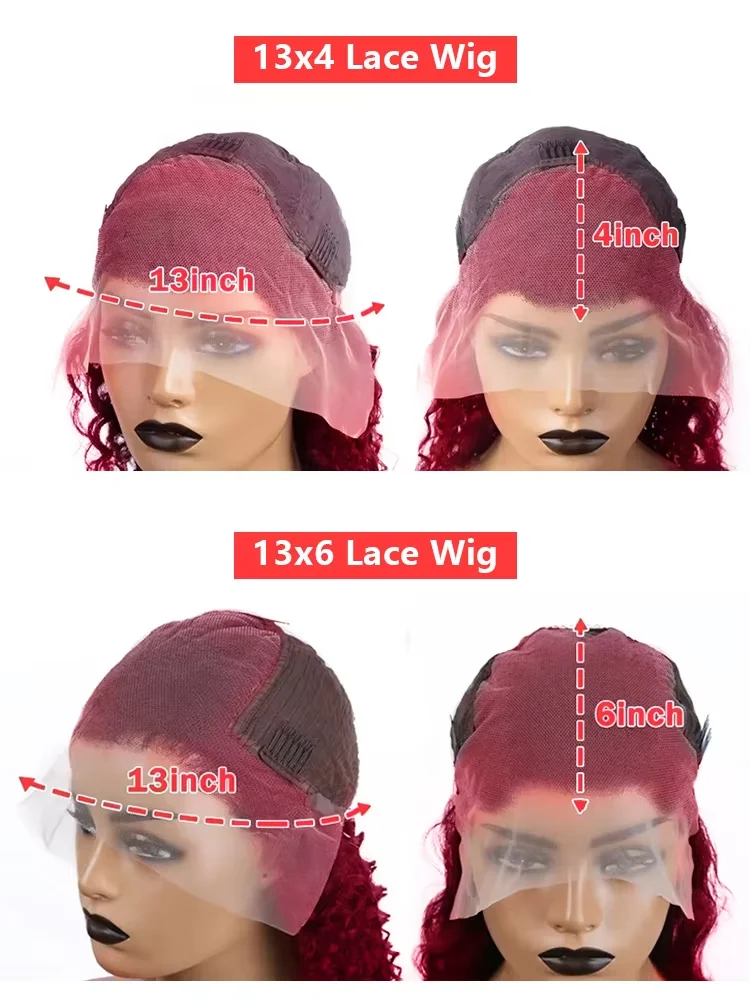 99j Burgund Tiefe Welle Spitze Frontal Perücke 13x6 HD Transparent Lockige Spitze Front Perücken Für Frauen Farbige Wasser welle Menschliches Haar Perücken