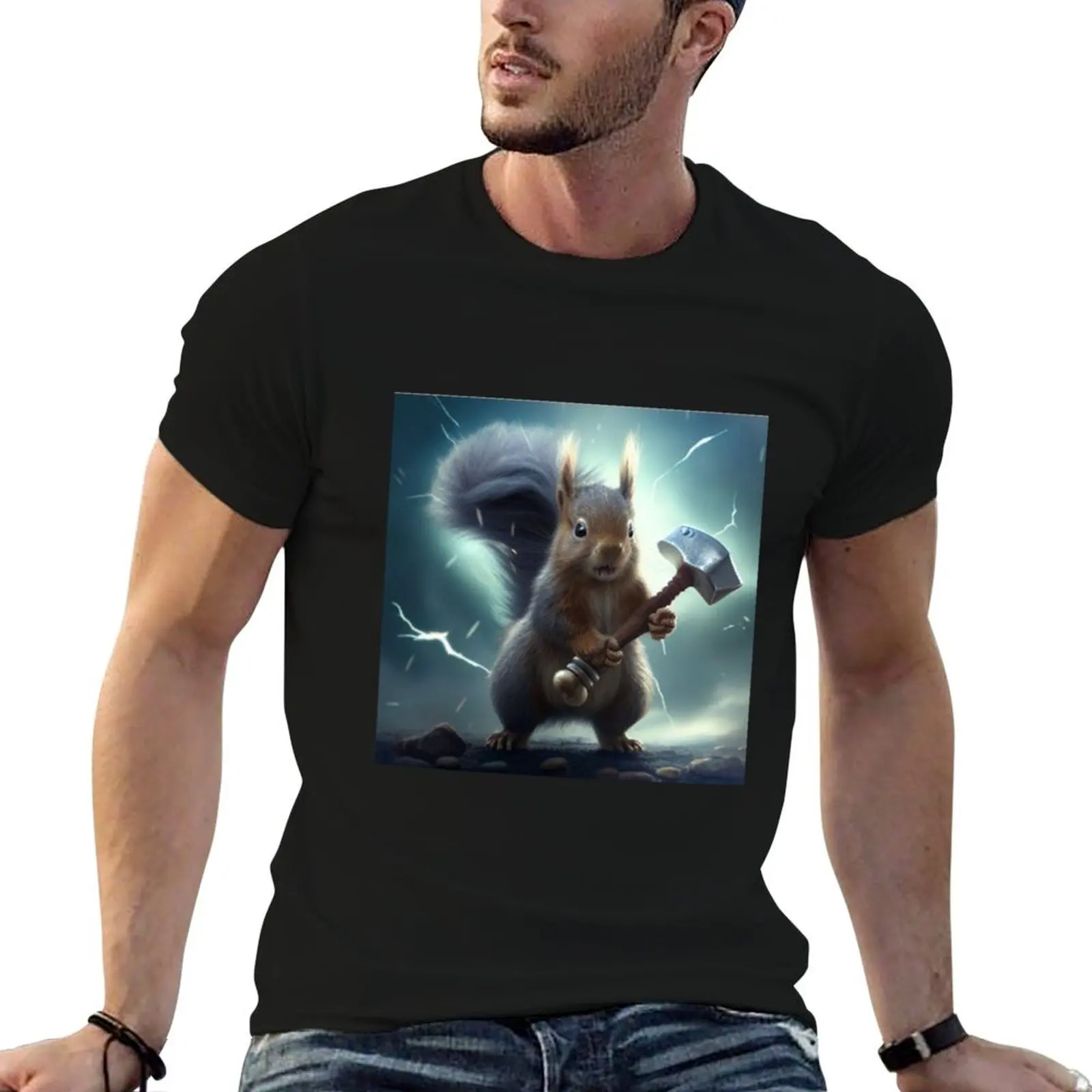Thor Squirrel T-Shirt Holiday Party T-Shirt for Men