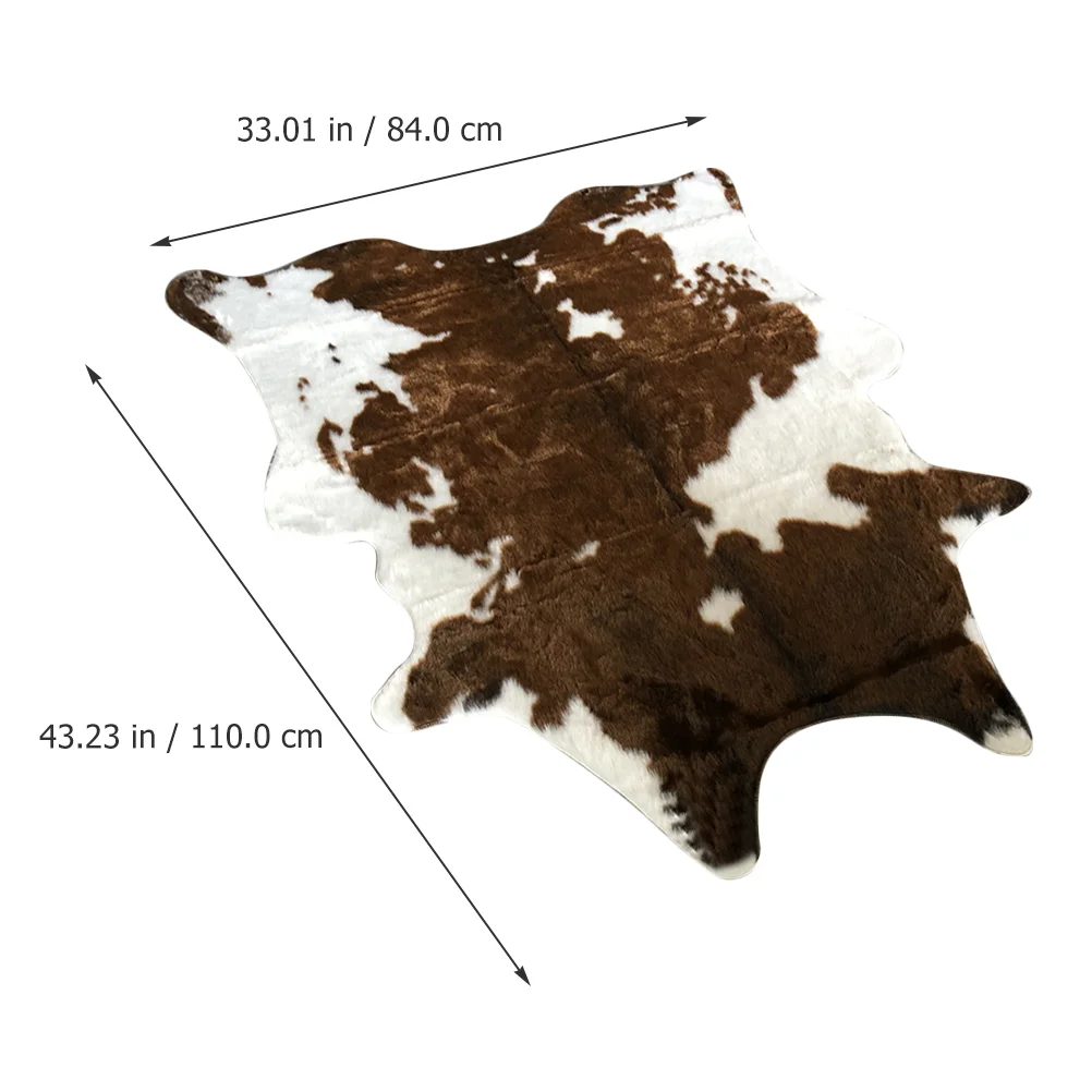 Simulated Cow Pattern Plush Carpet Area Rugs Bedside Keep Warm Print Imitation Home Floor Cushion Decorative