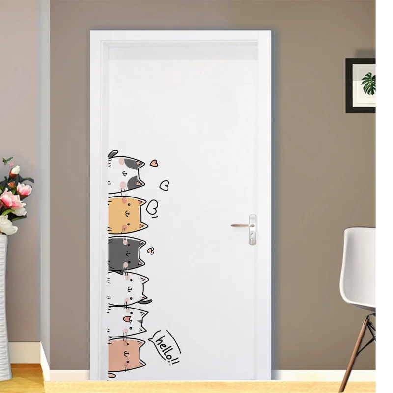 

Cartoon Kitten Stack Wall Decal - Playful Cat Self-Adhesive Sticker, Removable Vinyl Decor for Kids Room & Closet Doors