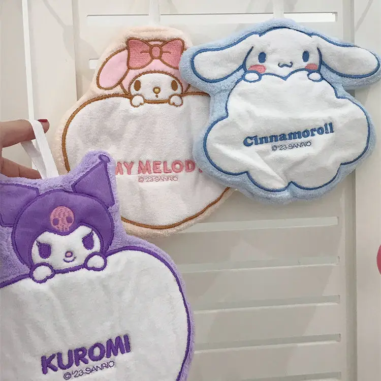 MINISO Sanrio Hand towel Jade Gui Dog Coral Velvet Pure Cotton Water-absorbing Quick-drying Children's Cute Melody Square Scarf
