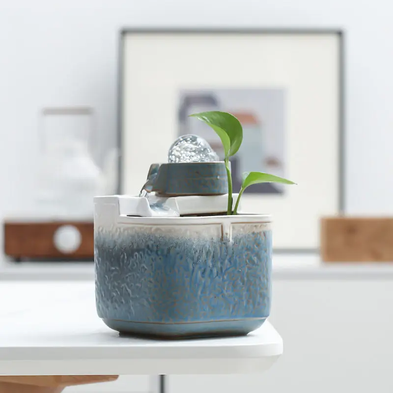 For Flow ornament circulating water unplugged USB ornament lucky ceramic fountain landscaping office desktop decoration