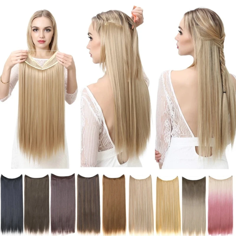 Grampo de extensão do cabelo em linha reta ombre peixe extensão do cabelo humano natural remy cabelo reto loira para as mulheres