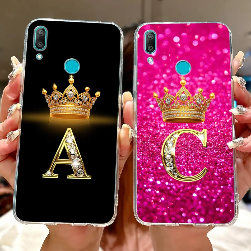 For Huawei Y7 (2019) Phone Case Y7 Prime 2019 Y 7 Pro (2019) DUB-LX2 LX1 LX3 Fashion New Crown Letter Soft Silicone TPU Cases