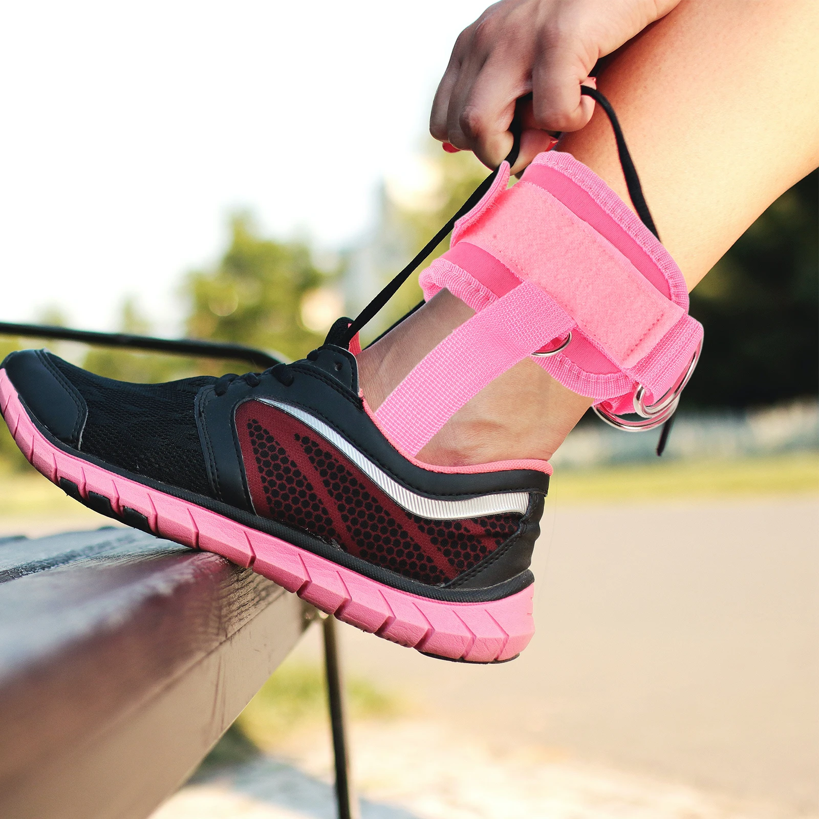 

Ankle Straps Gym Leg Cuffs for Cable Adjustable Exercise Equipment Fitness Polyester Miss on