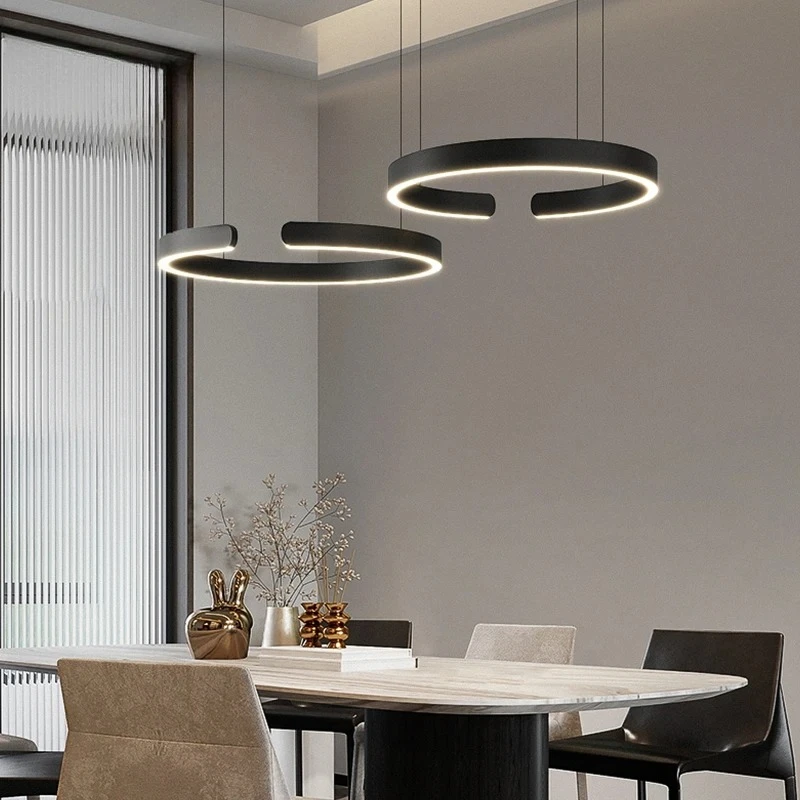 الحديثة Led الثريا إضاءة المنزل غرفة نوم قاعة الدراسة غرفة المعيشة C نمط مصابيح داخلية بريق أسود أبيض نصف دائرة تركيبات