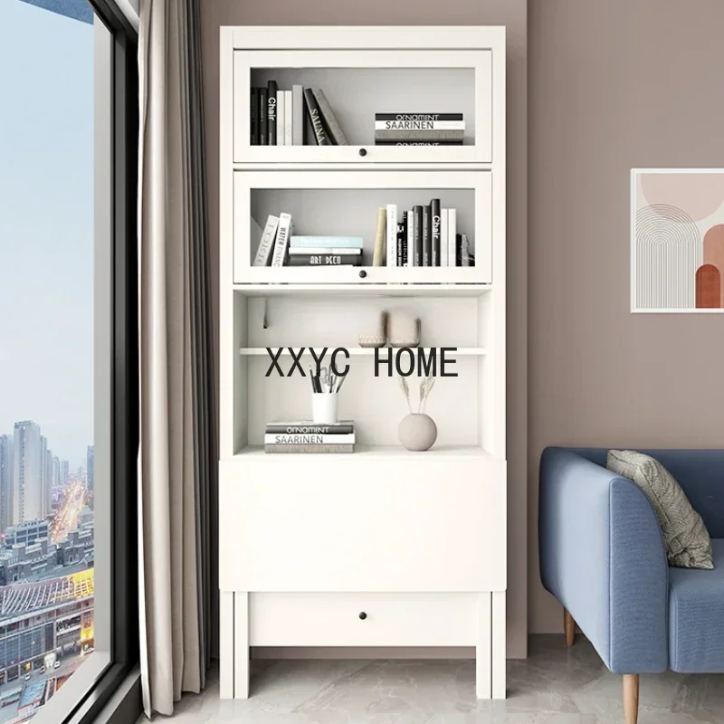 Bureau Boekenplank Geïntegreerd computerbureau Witte boekenkast Eendelige bureaukastcombinatie