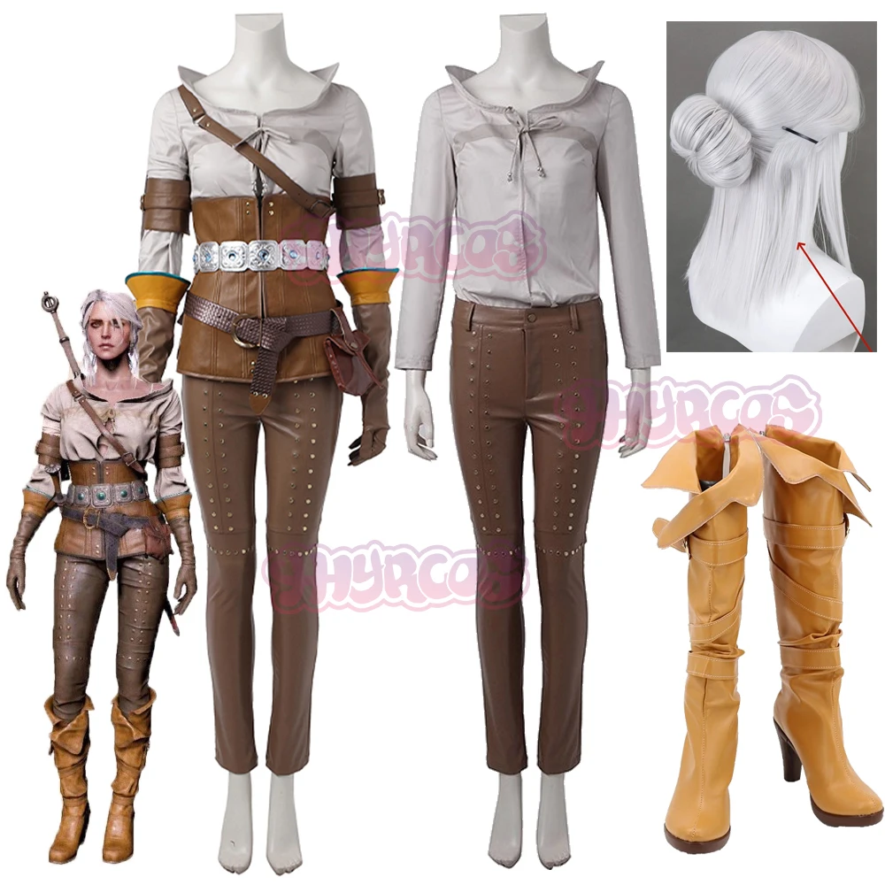 

Anime Cirilla Fiona Cosplay Costume Women Fantasia Full Set Halloween Carnival Party Suit Wigs Shoes And Accessories Women Men