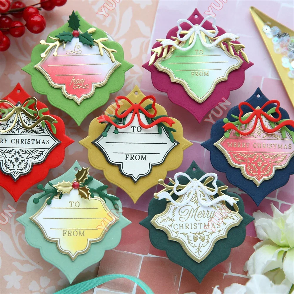 Greetery Dies Christmas Hey Honeycomb Holiday Tags Die Stamps, Pochoirs DIY Scrapbooking Cards, Cuts Handmade Embossing, New, 2024