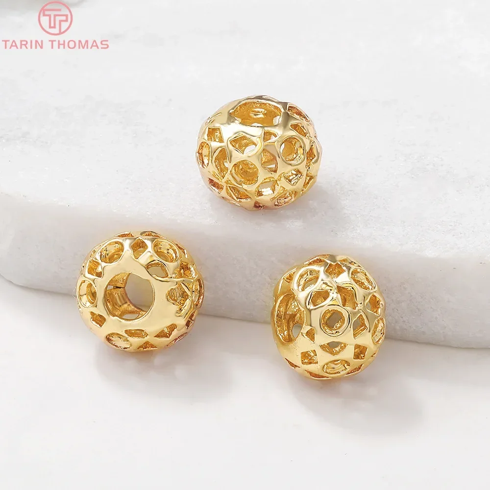 (3100)6PCS 9x12MM 24K Gold Color Plated Brass Spacer Beads Charms Connector High Quality DIY Jewelry Making Findings Accessories