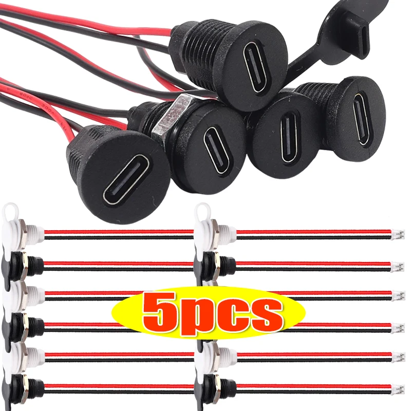 

1-5 шт. Водонепроницаемый кабель-удлинитель Type-C USB с разъемом Type-C (гнездо) и 2-контактным открытым проводом (USB-C)