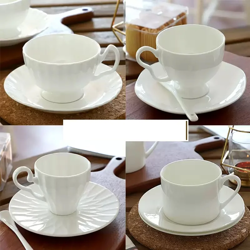 Schlichtes weißes Teetassen-Set aus Bone China, Keramik-Kaffeetasse, japanische Kaffeetasse, türkische Kaffeetassen aus Porzellan, Originale