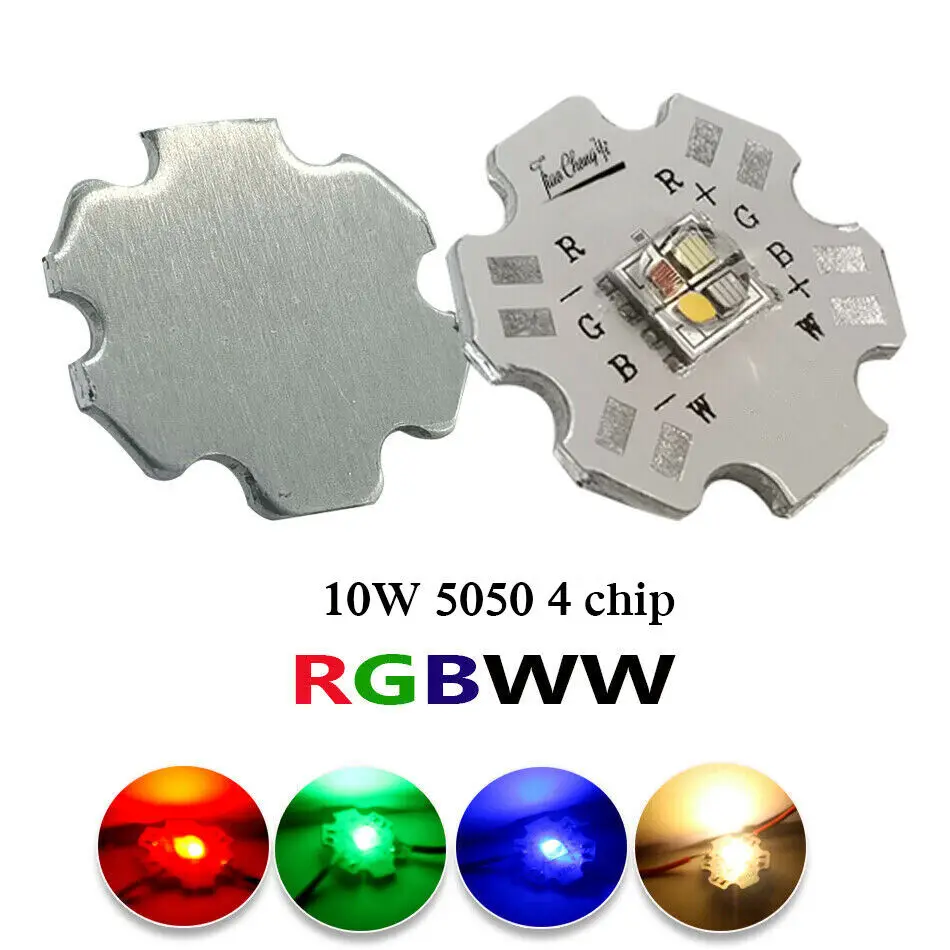 TiaoChongYi 10 W RGBW RGBWW Hochleistungs-LED-Leuchtdiodenchip 5050 4 Chips mit 20 mm Aluminium-Leiterplatte 4