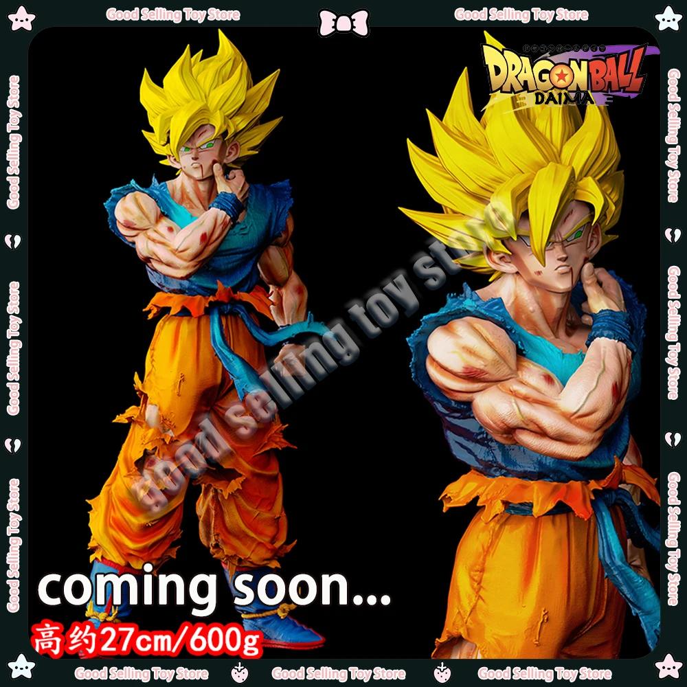 

27cm Dragon Ball Z Super Saiyan Goku Figure Anime Figures Yellow Hair Goku Battle Damage Collection Model Custom Toys Boys Gift