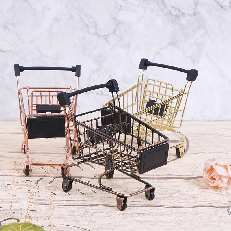 Mini Shopping Cart Trolley Home Office Sundries Storage Ornaments Children\'s Toy