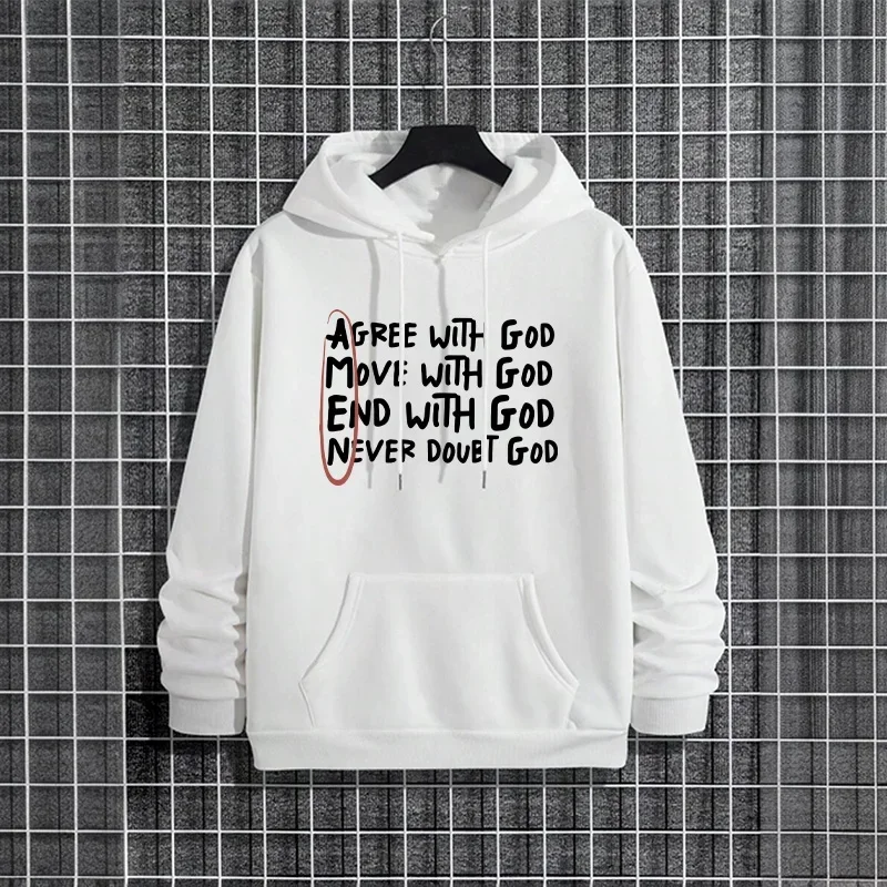 God Amen Print Men Hoodies Casual Sporty Sweatshirt Winter Warm Hooded Pullover Fashion Streetwear Top Male Outdoor Essentials