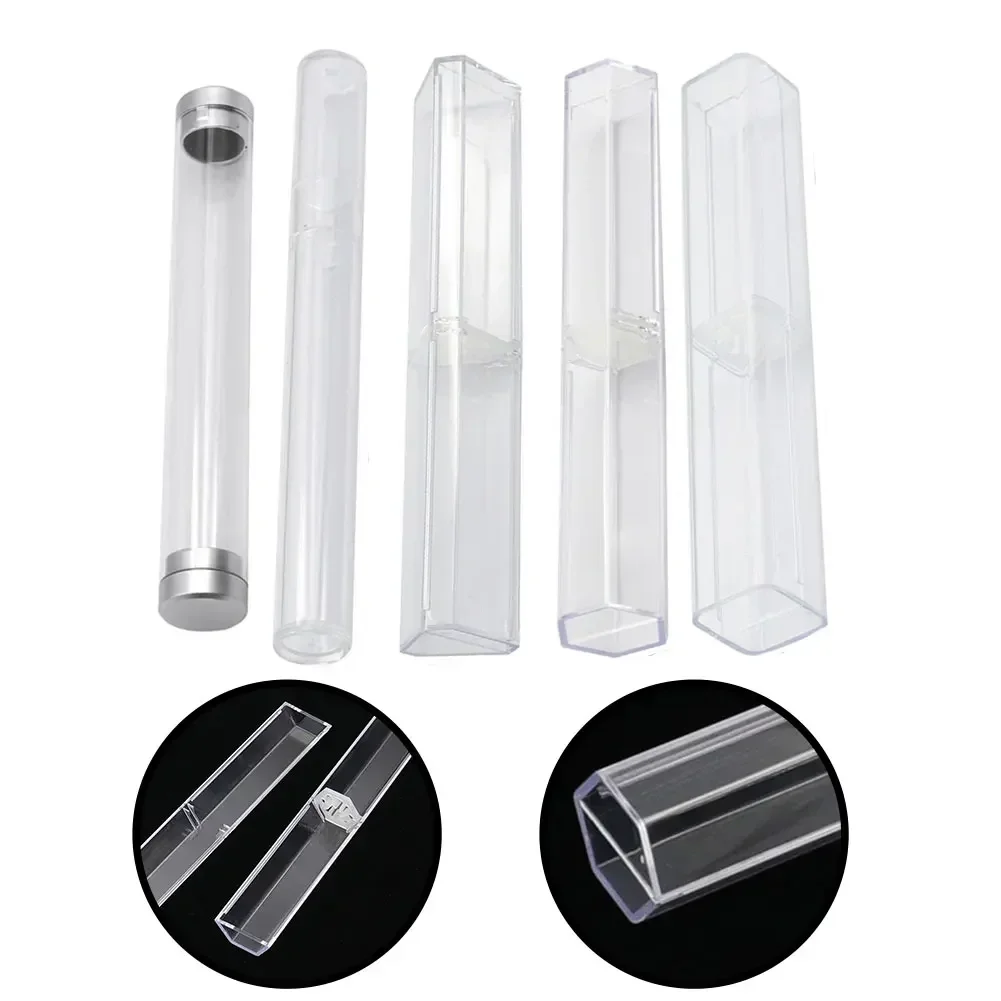 1pc Clear Acrylic Pen Box Double Cover Open For Holding Cosmetic Pencils Precious Pens Workshop Equipment Storage Boxes Tool