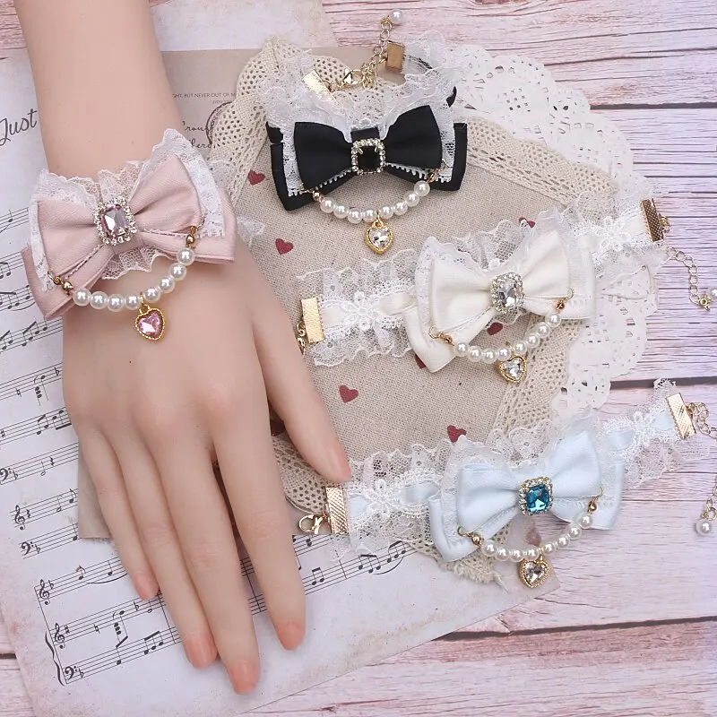 Japanese-style Handmade Diy Original Sweet Mass-produced Accessories, Cute Lolita Bow Lace Lace Bead Bracelets for Women