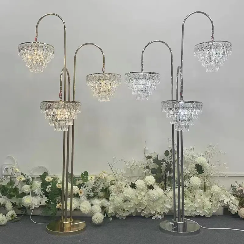 Romantic Crystal Chandelier Table Lamps For Modern T Roadlight Stage Props Birthday Party Wedding Decoration