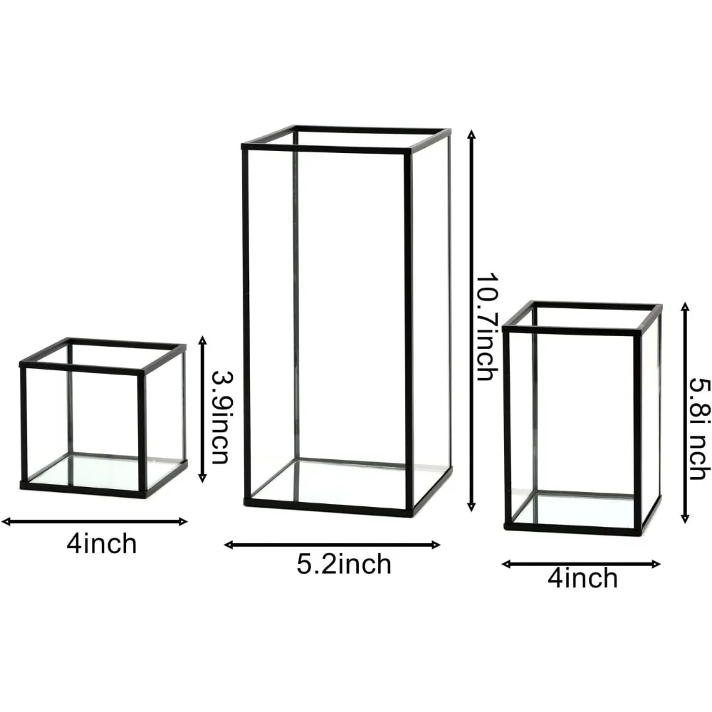 مجموعة حامل شموع إعصار زجاجي مكونة من 3 قطع شموع إعصار سوداء لحفلات الزفاف وعطلات أعياد الميلاد وديكور المنزل