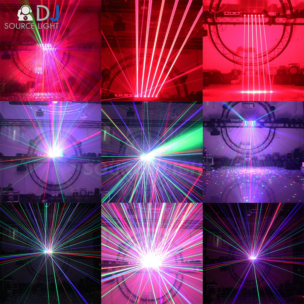 6 Eyes Red + 6 Eye RGB Scanning Laser Stage Effect Bar Beam Lighting for DJ Disco Party Wedding Moving Head Projector Wash Spot