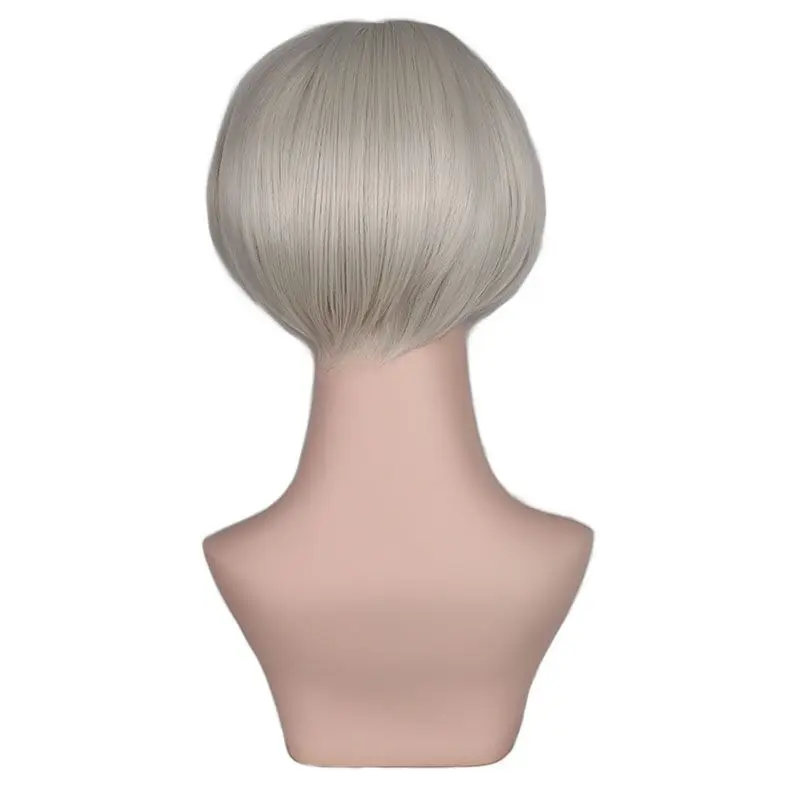 Curto feminino no.9 tipo s cosplay peruca de cabelo traje de halloween feminino masculino vestir-se peruca anime traje festa peruca tira branco
