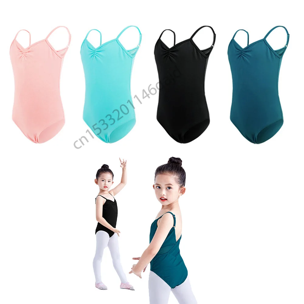 Ballet Dancer Leotard Dress Kids Spaghetti Strap Criss Cross Dance Bodysuit Gymnastics Leotard for Girls Balleina Costumes Pink