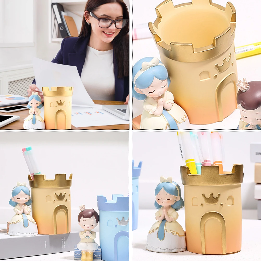 

Resin Decor 1157 5B Princess Desktop Pen Holder Pencil Storage Boy Girl Office School Supplies ganizer Artistic Item