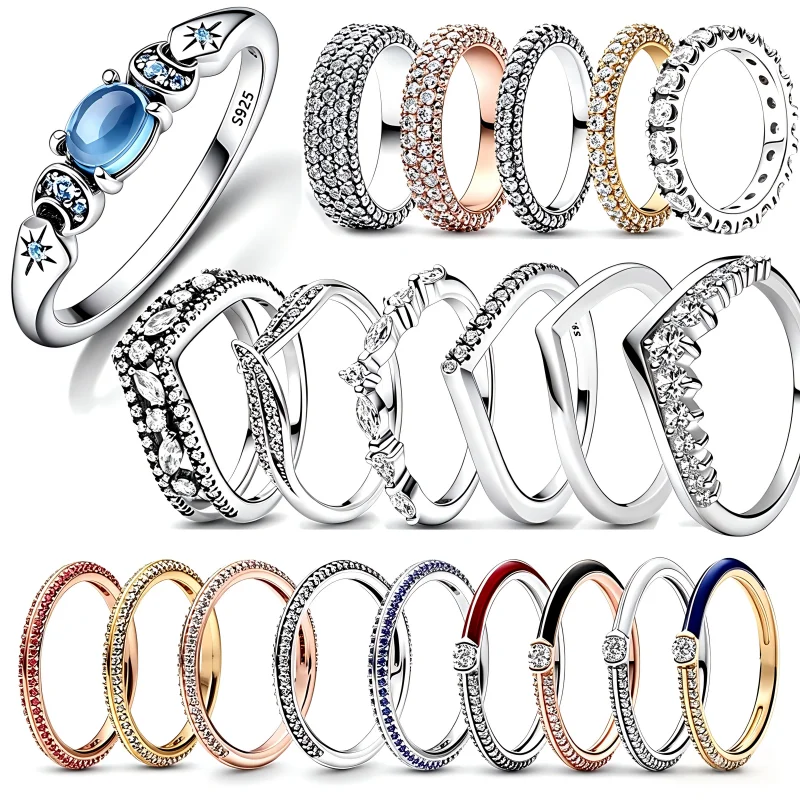 

Hot Sale 925 Sterling Silver Rings Stackable Infinite Heart Enamel for Women Original Silver 925 Wedding Ring Jewelry Trinkets