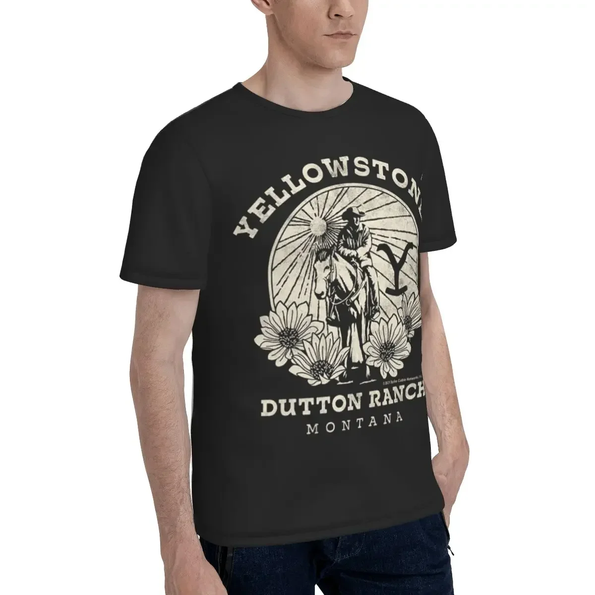 Yellowstone Dutton Ranch T-Shirt for Men polyester T Shirts Men's Short Sleeve Round Neck Summer Clothes Tops