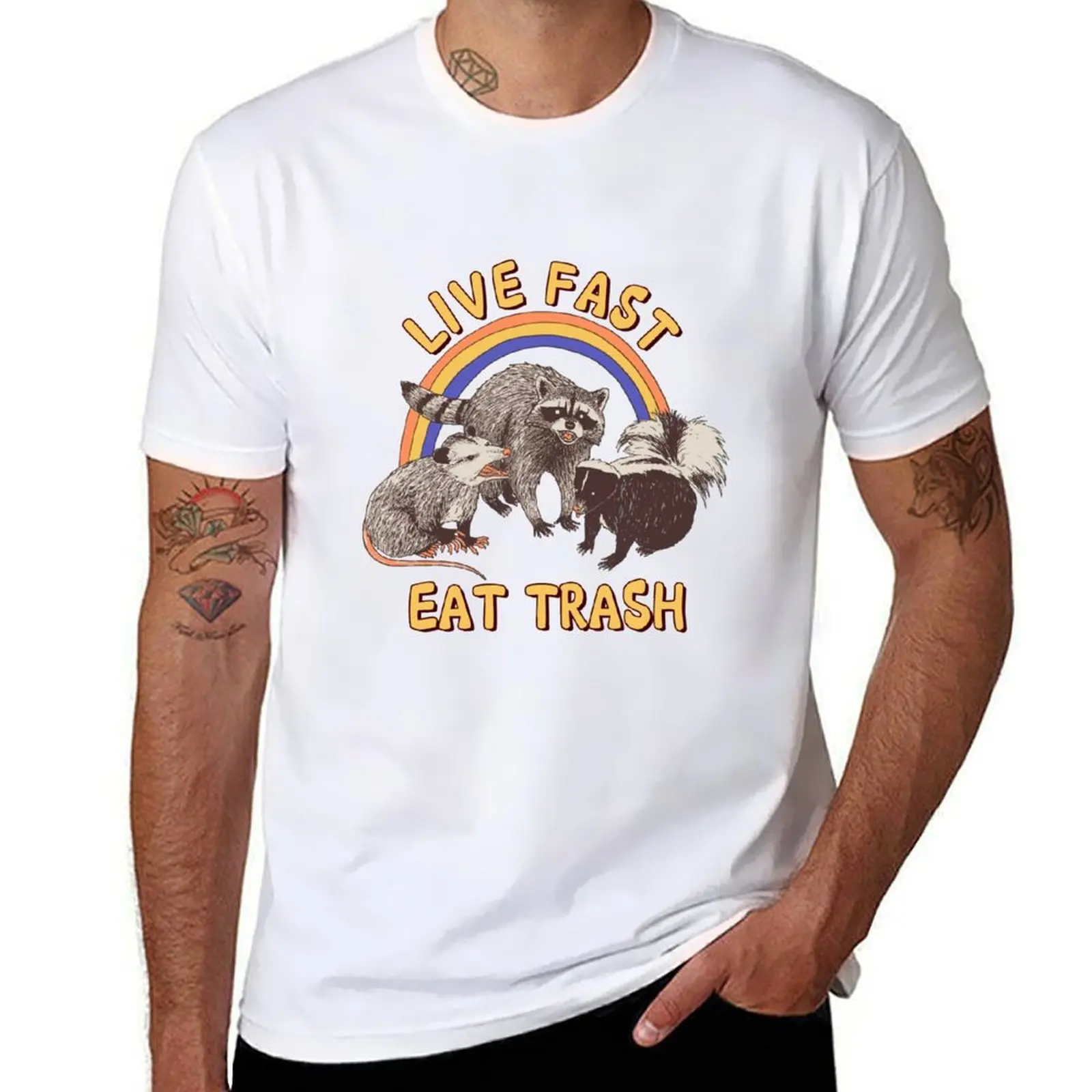 

Live Fast Eat Trash T-Shirt funny t shirts man t shirts for man cotton T-Shirt