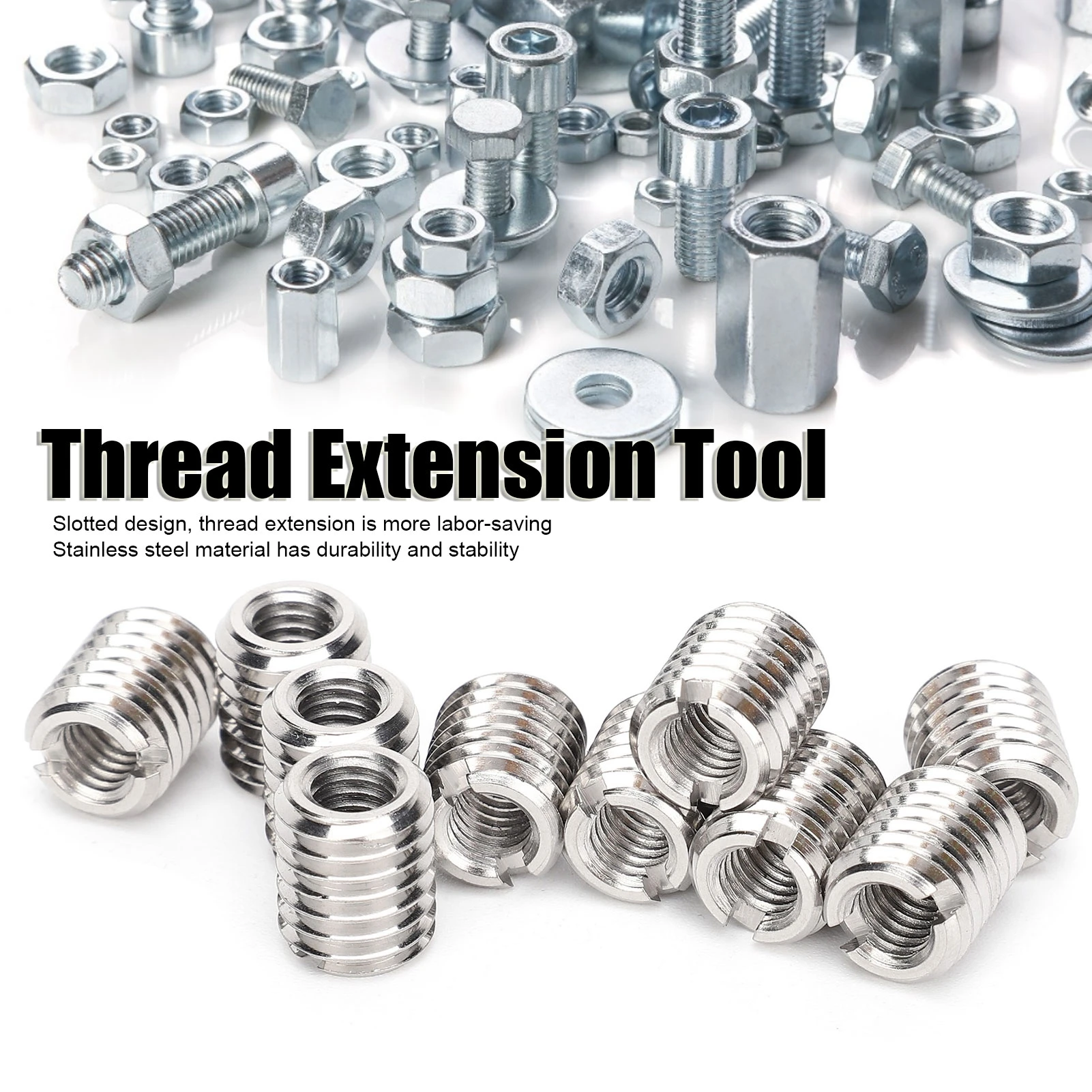 Insert Nut Reducing Repairing M6x1.0 Female and M10x1.5 Male Thread Extension Tool Reducer Nut Thread Conversion Socket