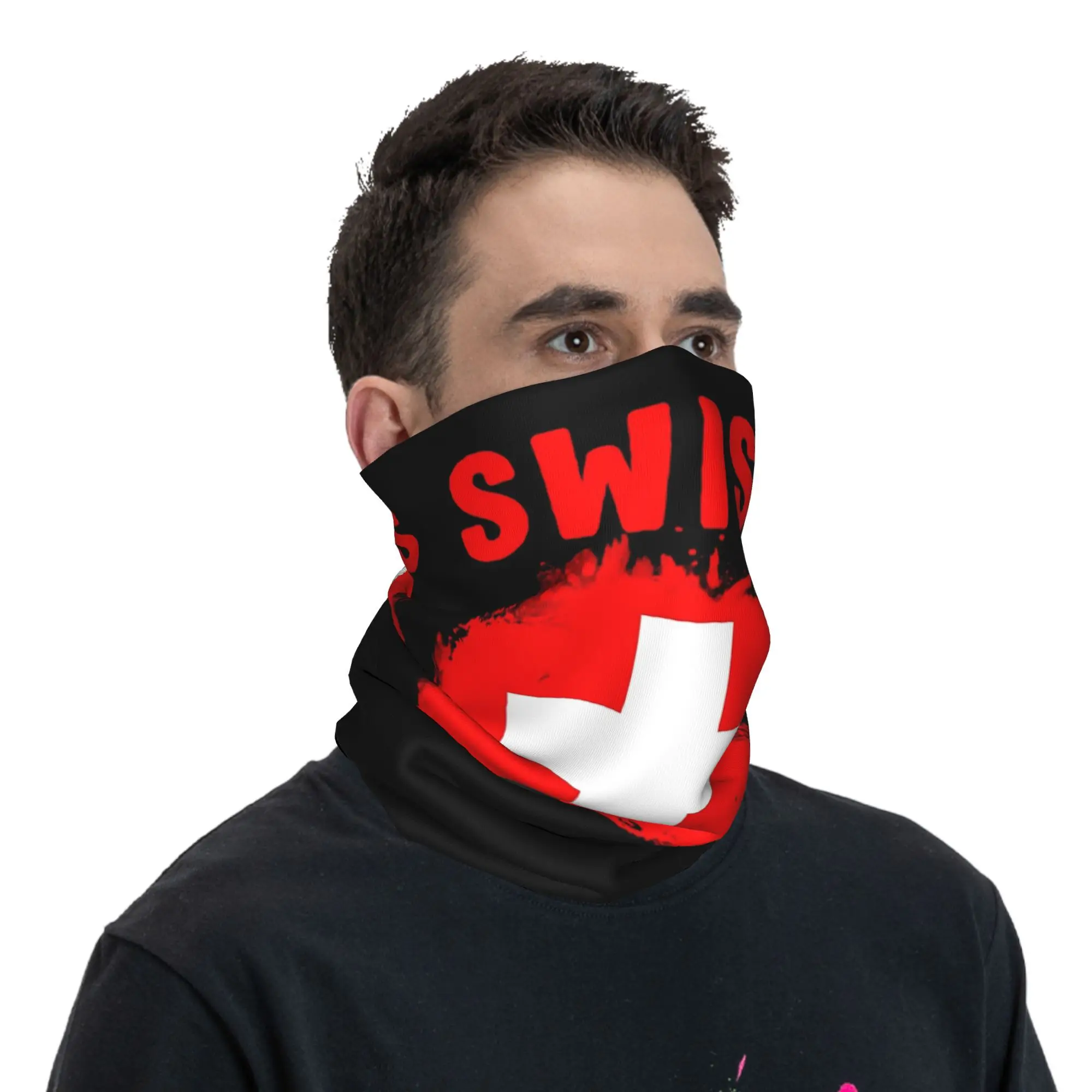 Бандана с флагом Швейцарии, шарф для лица с принтом, многофункциональный головной убор для спорта на открытом воздухе для мужчин, женщин, взрослых, ветрозащитный