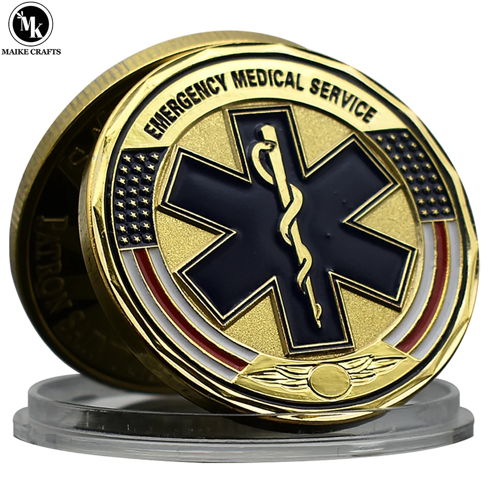 

US Emergency Medical Service Commemorative Coin EMS First Aid Personnel Gold Medal Collection Gift