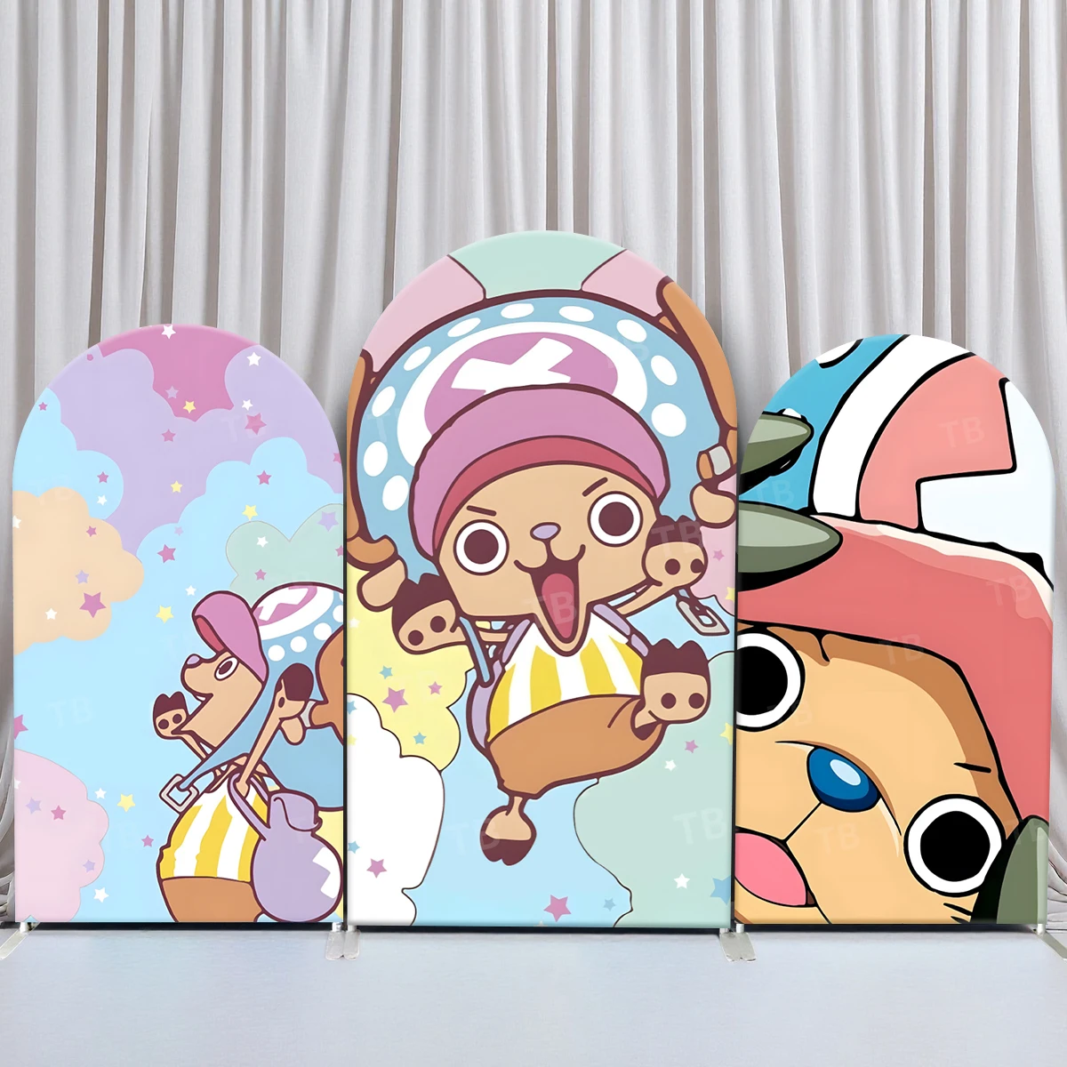 

TB One Piece Tony Tony Arch Backdrop Cover for Baby Shower Kids Birthday Party Decor Photo Background Wall Elastic Fabric Props