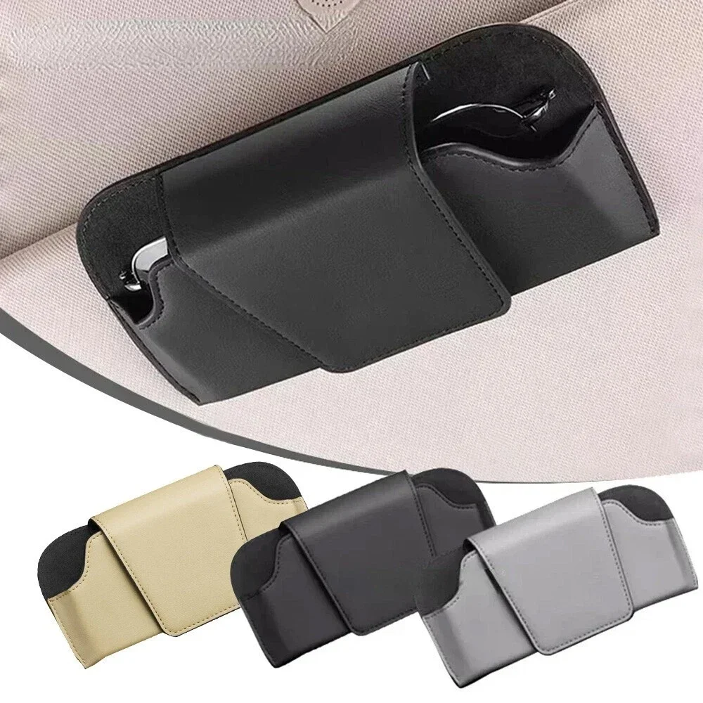 

Universal Magnetic Car Sunglasses Holder Super Fiber Leather Case Auto Sun Visor Glasses Box Clip Fastener Eyeglasses Storage