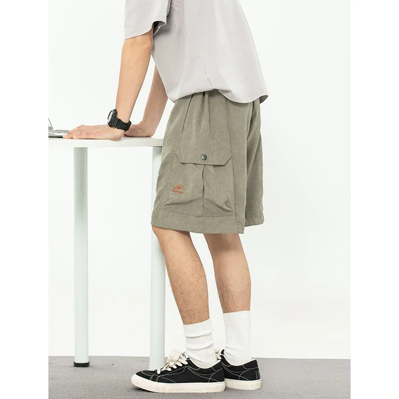 

Double Three-dimensional Split Pocket Work Shorts Men 25 Summer New Loose Contrast Embroidery Trendy Casual Shorts