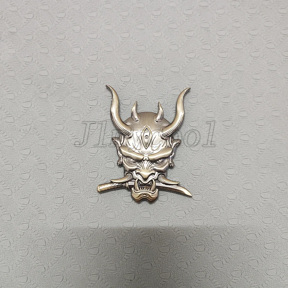 Japanese Samurai Ghost Warrior Prajna Car Auto Emblem Sticker Assassin 3D Metal Black Badge Metal Motorcycle Custom Styling