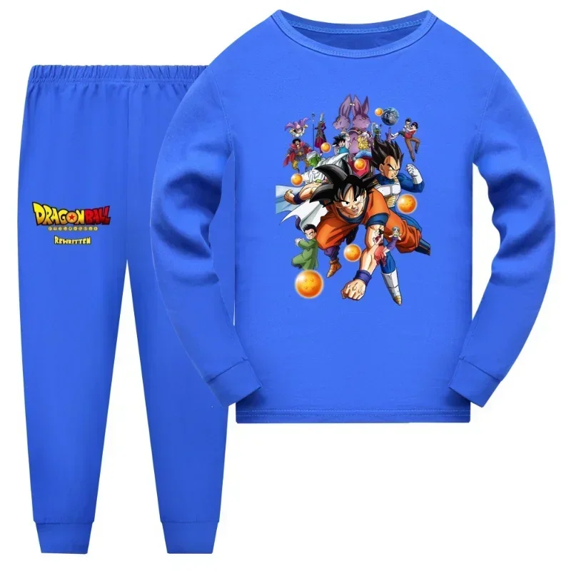 Dragon Ball Pyjama Set Voor Kinderen Lente En Herfst Lange Broek Lange Mouw Nachtkleding Anime Patroon Homewear Boy Girl Verjaardagscadeau